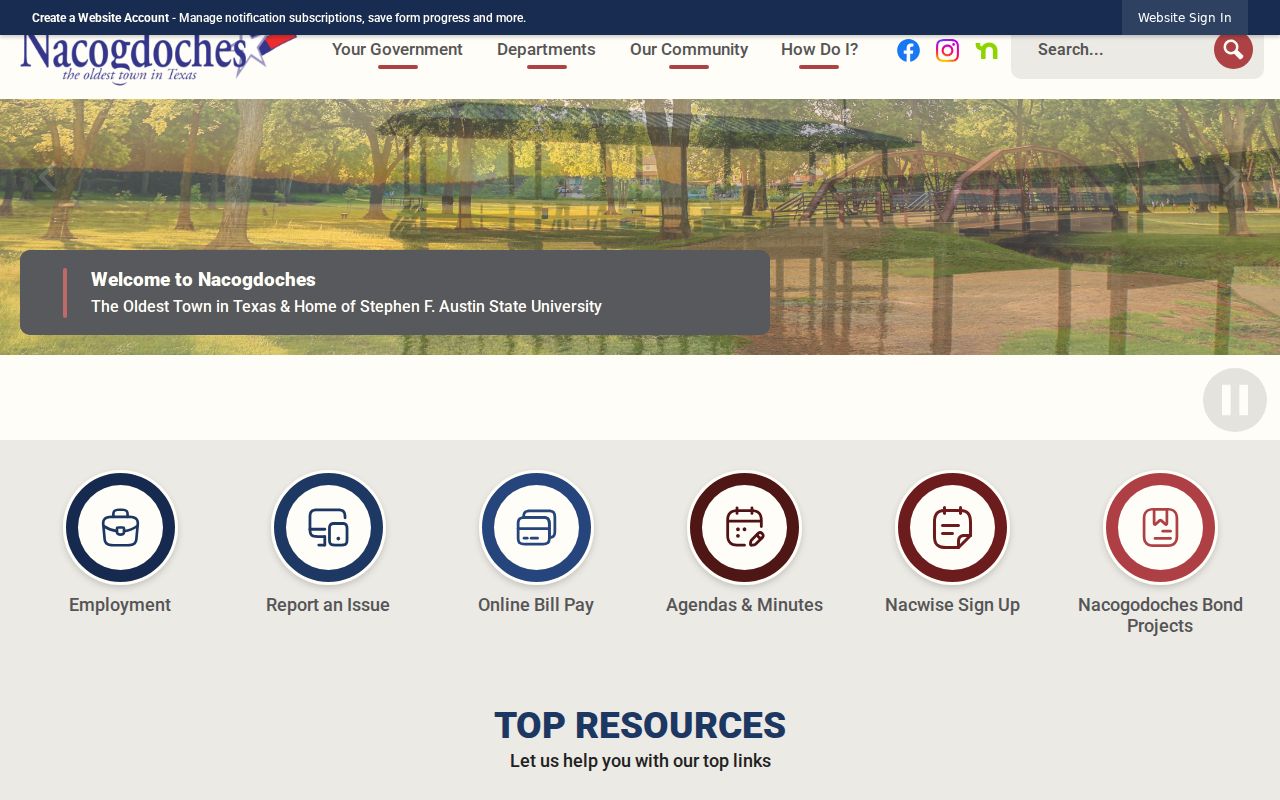 Nacogdoches city criminal record access on the official city website