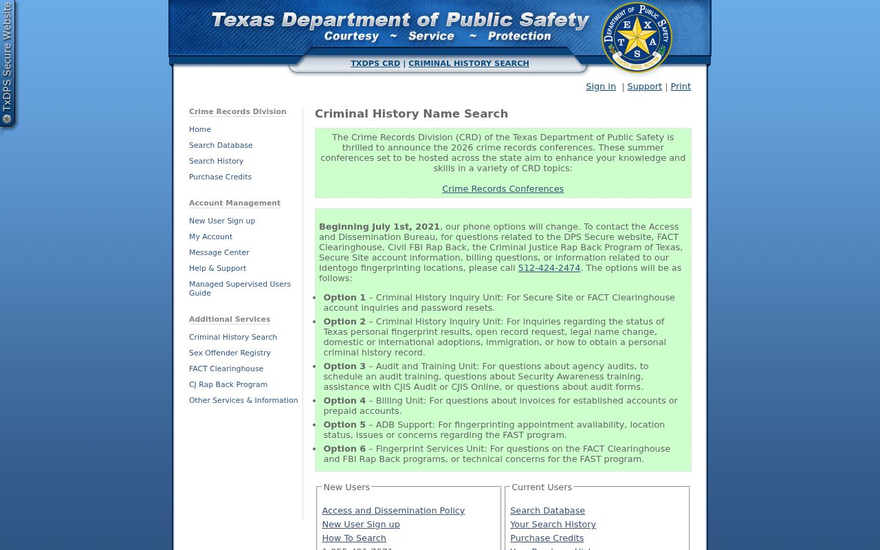 Nacogdoches County criminal history DPS search guidance