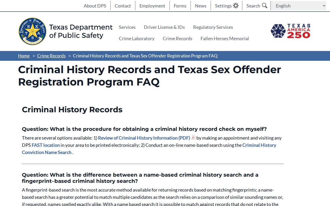 Texas DPS guidance for Nacogdoches County registry results